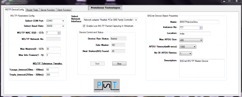 BACnet MS/TP Master Simulator Setup